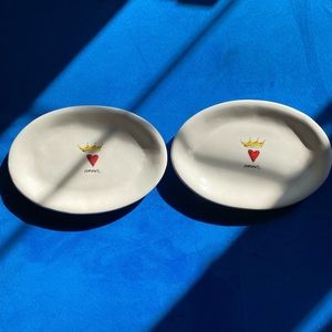 Rae dunn m stamp crown amour plates! Has crazing!